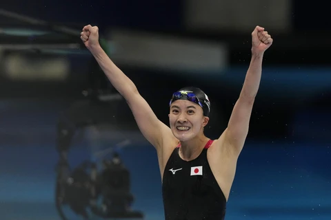 Yui Ohashi giành huy chương Vàng môn bơi, giúp Nhật Bản tiếp tục dẫn đầu. (Nguồn: Rueters)