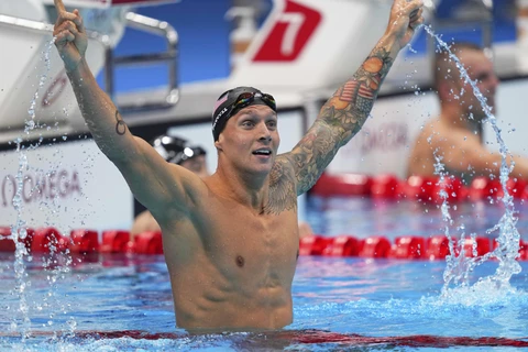 Caeleb Dressel của Mỹ lập kỷ lục nội dung bơi bướm. (Ảnh: THX/TTXVN)