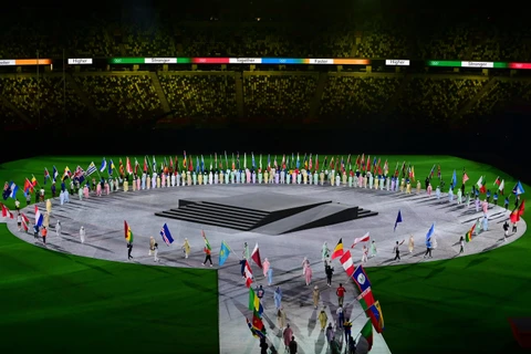 Quang cảnh lễ bế mạc Olympic Tokyo 2020 tại sân vận động Olympic ở Tokyo, Nhật Bản ngày 8/8. (Ảnh: AFP/TTXVN) 