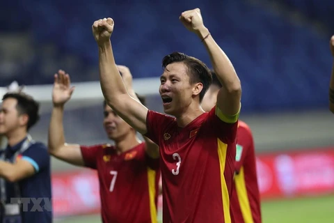 Tuyển Việt Nam quyết giành kết quả tốt nhất ở vòng loại thứ 3 World Cup 2022. (Ảnh: Hoàng Linh/TTXVN)
