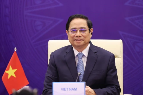 Thủ tướng Phạm Minh Chính dự Hội nghị Thượng đỉnh Hợp tác tiểu vùng Mekong mở rộng (GMS) lần thứ 7. (Ảnh: Dương Giang/TTXVN)