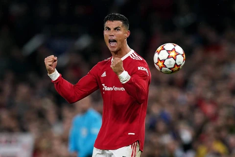 Ronaldo ăn mừng sau khi ghi bàn giúp M.U thắng trận. (Nguồn: Getty Images)