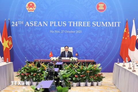Thủ tướng Phạm Minh Chính tham dự Hội nghị cấp cao ASEAN +3 lần thứ 24. (Ảnh: Dương Giang/TTXVN)