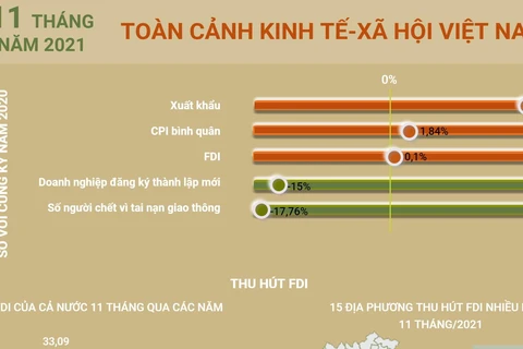 [Infographics] Toàn cảnh kinh tế-xã hội Việt Nam 11 tháng năm 2021