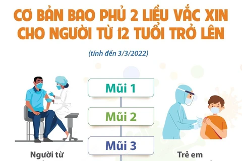 Việt Nam cơ bản bao phủ 2 liều vaccine cho người từ 12 tuổi trở lên