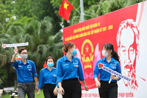 Thanh niên Việt Nam trong "Ngày hội toàn dân." (Ảnh: Thanh Tùng/TTXVN)