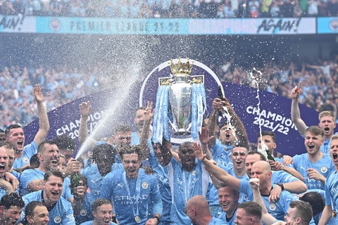 Manchester City vô địch Premier League 2021-22. (Ảnh: AFP/TTXVN)