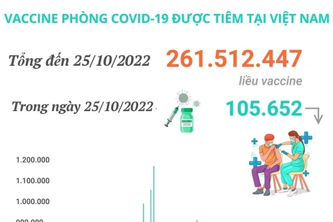 Hơn 261,5 triệu liều vaccine phòng COVID-19 đã được tiêm tại Việt Na