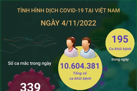 [Infographics] Ngày 4/11: Có 339 ca COVID-19 mới, 195 F0 khỏi bệnh