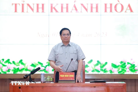 Hình ảnh Thủ tướng làm việc với lãnh đạo chủ chốt tỉnh Khánh Hòa