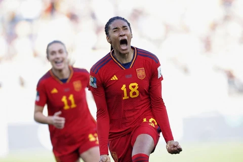 Salma Paralluelo ghi bàn quyết định giúp Tây Ban Nha vào bán kết World Cup Nữ 2023. (Nguồn: Reuters)