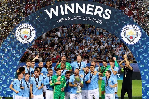 Manchester City lần đầu giành Siêu cúp châu Âu. (Nguồn: Reuters)