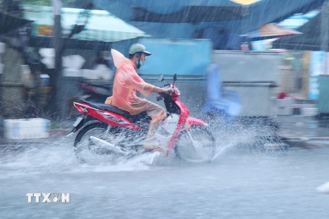 Nhiều tuyến đường nội ô Bạc Liêu bị ngập nặng do mưa lớn