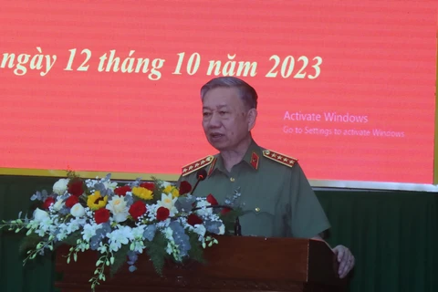 Đại tướng Tô Lâm làm việc với lực lượng Công an tỉnh Bình Định