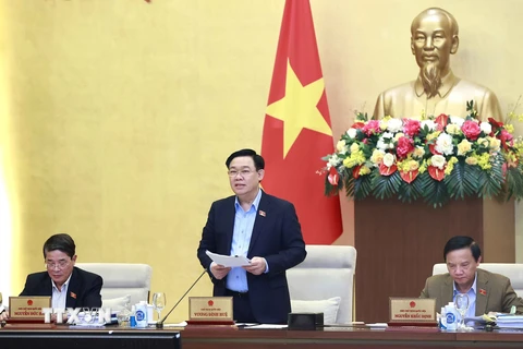 Chủ tịch Quốc hội Vương Đình Huệ điều hành các nội dung phiên họp. (Ảnh: Doãn Tấn/TTXVN)