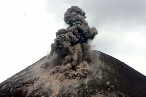 Núi lửa Anak Krakatau tại eo biển Sunda phun trào. (Nguồn: Reuters)