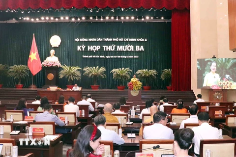 Bế mạc Kỳ họp thứ 13 Hội đồng Nhân dân Thành phố Hồ Chí Minh khóa X. (Ảnh: Xuân Khu/TTXVN)