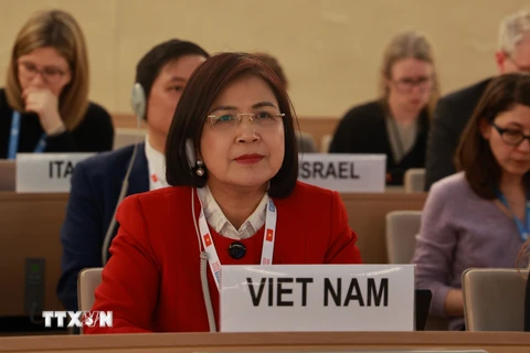 Đại sứ Lê Thị Tuyết Mai, Trưởng Phái đoàn đại diện thường trực Việt Nam tại Geneva. (Ảnh: Nguyễn Tuấn/TTXVN)