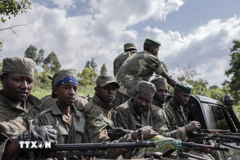 Lực lượng M23 tại khu vực Rumangabo, CHDC Congo, ngày 6/1/2023. (Ảnh: AFP/TTXVN)