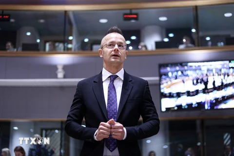 Ngoại trưởng Hungary Peter Szijjarto tới dự cuộc họp Hội đồng đối ngoại EU tại Brussels, Bỉ, ngày 11/12/2023. (Ảnh: AFP/TTXVN)
