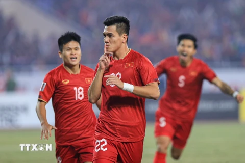 Đội tuyển Việt Nam kết thúc năm 2023 ở vị trí số 1 Đông Nam Á. (Ảnh: Hoàng Linh/TTXVN)