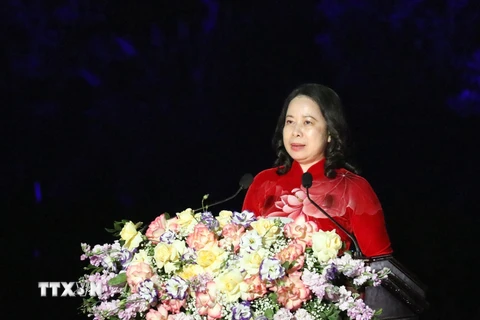 Bà Võ Thị Ánh Xuân, Ủy viên Trung ương Đảng, Phó Chủ tịch nước phát biểu tại Lễ khai mạc. (Ảnh: Đức Phương/TTXVN)