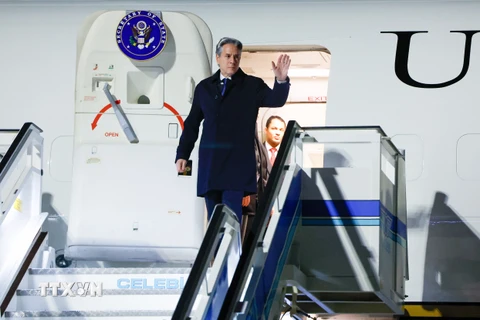 Ngoại trưởng Mỹ Antony Blinken tới Istanbul, Thổ Nhĩ Kỳ. (Ảnh: AFP/TTXVN)