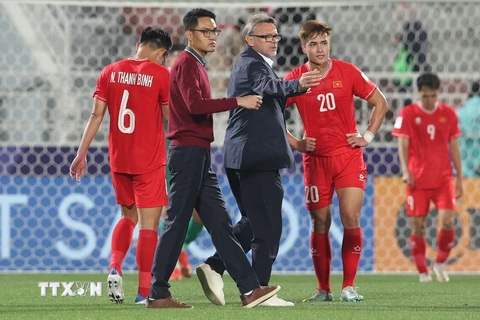 Tuyển Việt Nam liệu có điểm số danh dự khi rời Asian Cup 2023. (Ảnh: Hoàng Linh/TTXVN)