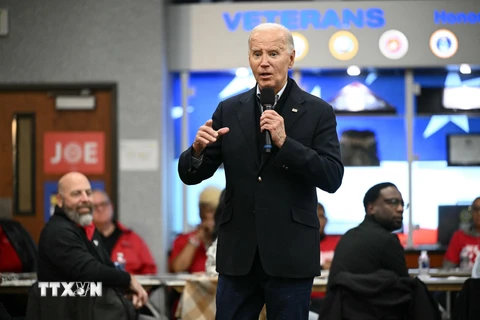 Tổng thống Mỹ Joe Biden trong cuộc vận động tranh cử ở bang Michigan ngày 1/2/2024. (Ảnh: AFP/TTXVN)