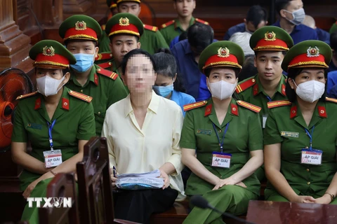 Bị cáo Trương Mỹ Lan tại phiên tòa ngày 14/3. (Ảnh: Thanh Vũ/TTXVN)