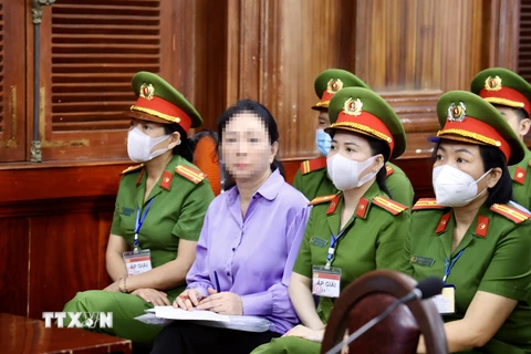Bị cáo Trương Mỹ Lan tại phiên tòa ngày 20/3. (Ảnh: Thanh Vũ/TTXVN)
