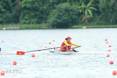 Phạm Thị Huệ lần đầu giành suất dự Olympic. (Ảnh: Minh Đức/TTXVN)