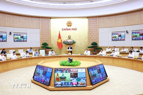 Thủ tướng Phạm Minh Chính chủ trì Phiên họp Chính phủ thường kỳ tháng 6 năm 2024. (Ảnh: Dương Giang/TTXVN)