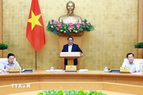 Thủ tướng Phạm Minh Chính chủ trì Phiên họp Chính phủ thường kỳ tháng 6 năm 2024. (Ảnh: Dương Giang/TTXVN)