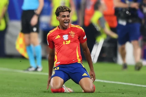 Lamine Yamal trở thành cầu thủ trẻ nhất ghi bàn ở EURO và World Cup. (Nguồn: Getty Images)