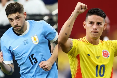 Uruguay sẽ đối đầu Colombia tranh vé chung kết Copa America 2024. (Nguồn: Getty Images)