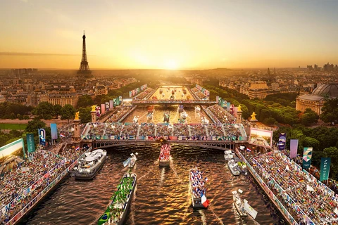 Mô phỏng lễ khai mạc Olympic Paris 2024.