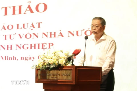 Ông Võ Hữu Hạnh, Chi Cục trưởng Chi Cục Tài chính doanh nghiệp Tp. Hồ Chí Minh phát biểu tại hội thảo. (Ảnh: Xuân Anh/TTXVN)