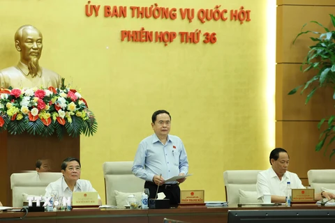 Chủ tịch Quốc hội Trần Thanh Mẫn phát biểu khai mạc. (Ảnh: Thống Nhất/TTXVN)