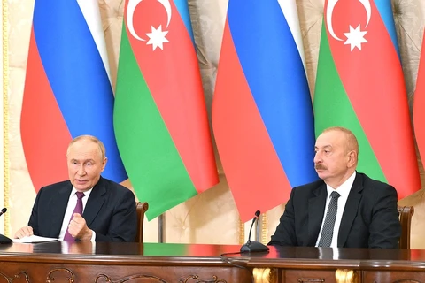 Tổng thống Vladimir Putin và người đồng cấp Azerbaijan Ilham Aliyev. (Nguồn: RIA Novosti)