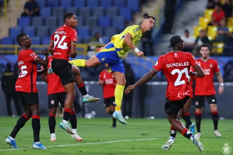 Ronaldo đánh đầu ghi bàn nhưng Al-Nassr vẫn không thể giành chiến thắng. (Nguồn: Al-Nassr)