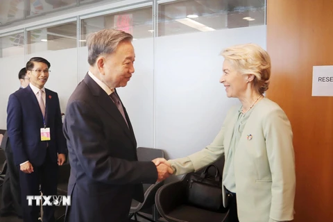 Tổng Bí thư, Chủ tịch nước Tô Lâm gặp Chủ tịch Ủy ban châu Âu Ursula von der Leyen. (Ảnh: TTXVN)