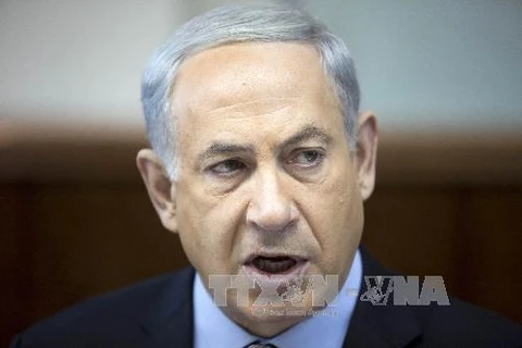 Thủ tướng Israel Benjamin Netanyahu phát biểu trong cuộc họp nội các tuần tại Jerusalem. (Nguồn: THX/TTXVN)
