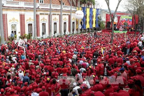 Tuần hành ủng hộ Chính phủ tại Caracas ngày 18/2. (Nguồn: THX/TTXVN)