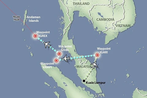 Máy bay đã hướng đến quần đảo Andaman ở Ấn Độ Dương (Nguồn: DM)