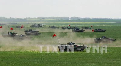 Xe tăng của quân đội Trung Quốc trong một cuộc tập trận. (Nguồn: THX/TTXVN)