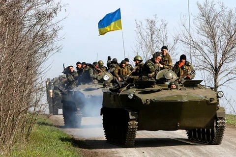 Xe tăng quân đội Ukraine ở Kramatorsk, miền Đông Ukraine, ngày 16/4. (Nguồn: Reuters)
