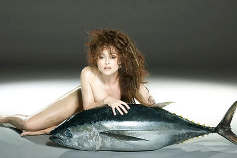 Diễn viên xinh đẹp chụp ảnh khỏa thân với cá ngừ để gây quỹ