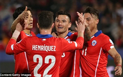 Các cầu thủ Chile ăn mừng bàn thắng. (Nguồn: Getty)
