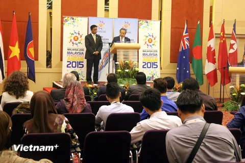 Toàn cảnh buổi họp báo khởi động chuỗi sự kiện Hội nghị Bộ trưởng Ngoại giao ASEAN lần thứ 48. (Nguồn: Kim Dung-Chí Giáp/Vietnam+)